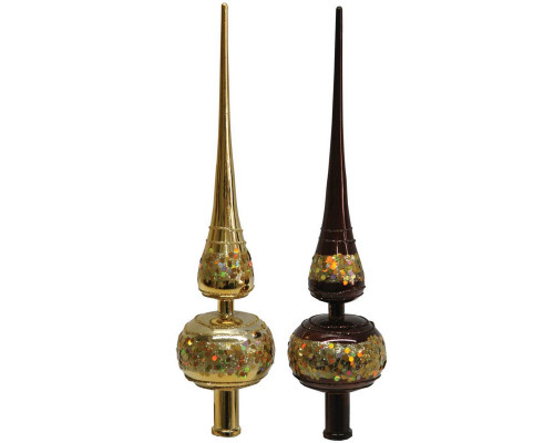 Decoratiune virf de brad pictat 28cm, auriu/ maro 971670 Decoratiune virf de brad pictat 28cm, auriu/ maro 971670