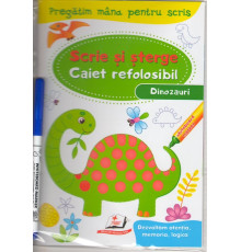 Scrie si sterge. Caiet refolosibil+marcher. Dinozauri. N*4391