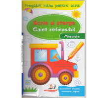 Scrie si sterge. Caiet refolosibil+marcher. Masinute. N*4414