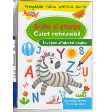 Scrie si sterge. Caiet refolosibil+marcher. Invatam alfabetul englez. N*4445