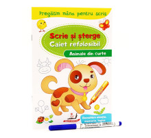 Scrie si sterge. Caiet refolosibil+marcher. Animale din curte. N*4407