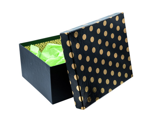 045811 Коробка подарочная №1 32х27хх15,5 см. черная с рисунком бумага тишью