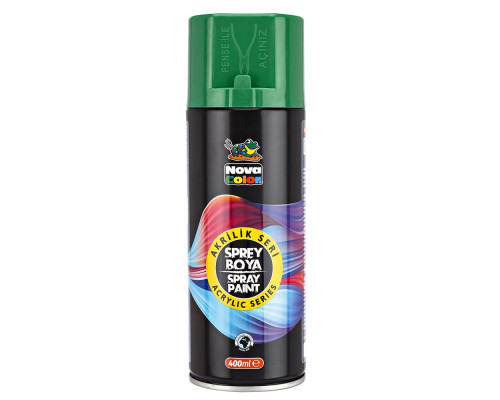 Краска аэрозольная акриловая 400мл зеленая, NOVA COLOR NC-3503 (12/96)