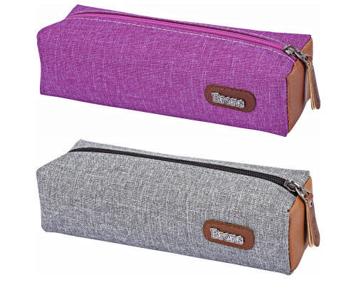 Пенал однотонный, с кожаными деталями, ассорти BR-3015 (12/96)