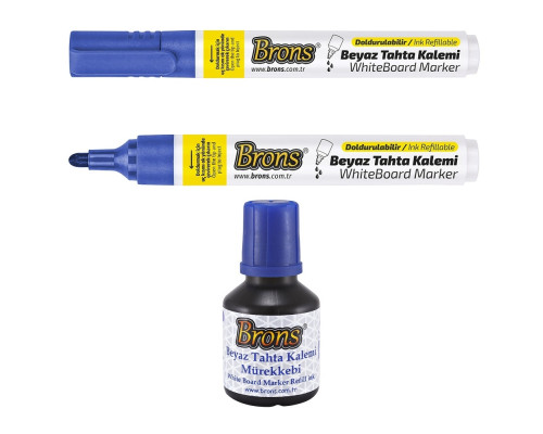 Set 12 markere whiteboard+ cerneala30gr. albastru, BR-957 +BR-351 Set 12 markere whiteboard+ cerneala30gr. albastru, BR-957 +BR-351