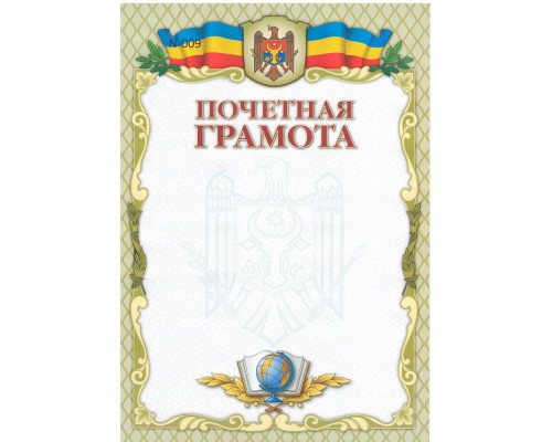 Почётная грамота без линий с оливковой рамкой N-009 (100)