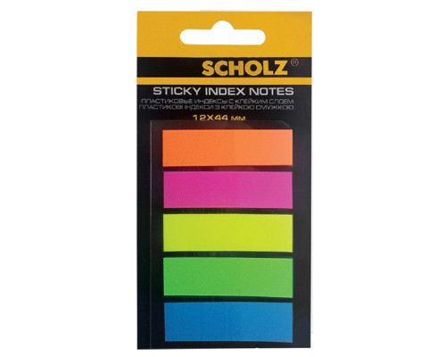 Самоклеющиеся пластиковые индексы (неон) 12х44мм 5x20л, Scholz 8070 (6/48)