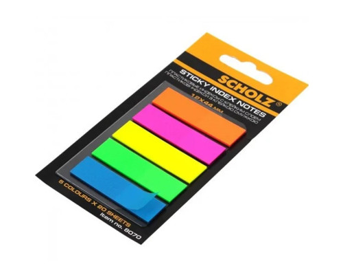 Indecsi colorati din plastic, culori fluorescente, 12x44mm 5x20foi Scholz 8070 (6/48)