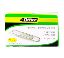 Скрепки гофрированные, 78мм. 50шт. 4OFFICE 4-325 (10/100)