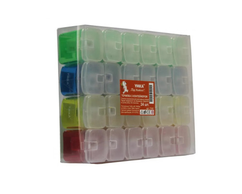 Ascutitoare plastic transparent, dreptunghiulara, 4culori asorti УМКА ТЧ61 (24) Ascutitoare plastic transparent, dreptunghiulara, 4culori asorti УМКА ТЧ61 (24)