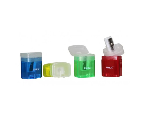 Ascutitoare plastic transparent, dreptunghiulara, 4culori asorti УМКА ТЧ61 (24)