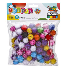 Pompoane cu gliter 20mm 100buc, asorti NC-884