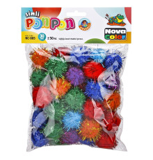 Pompoane cu gliter 30mm 50buc, asorti NC-885 (50)