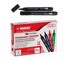 Marker permanent, 2,5-4,5mm, negru 223-09N, NORMA (12/300/1200)