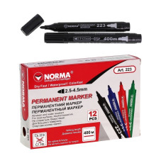 Marker permanent, 2,5-4,5mm, negru 223-09N, NORMA (12/300/1200)