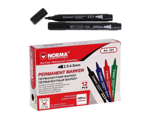 Marker permanent, 2,5-4,5mm, negru 223-09N, NORMA (12/300/1200)