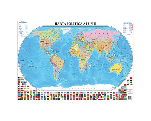 Harta politică a lumii cu steaguri. 67X99cm С* 150299