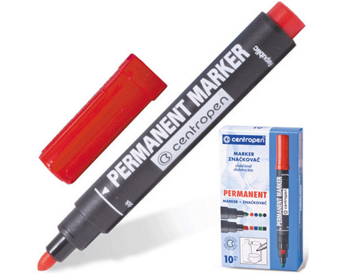 Маркер перман. 2.5 мм. красн. кругл. остр. спирт. осн. 8566.Centropen (10/1000)