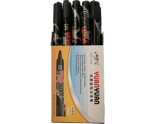 Mаркер перманентный, черный, YY-218 S1-15 (10/100/1200)