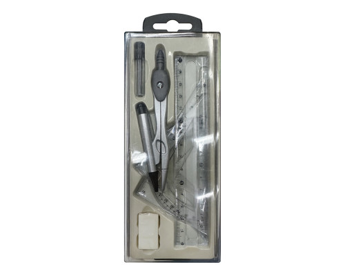 Set compas cu rigle, 6 piese, in cutie plastic 782, (12/144) Set compas cu rigle, 6 piese, in cutie plastic 782, (12/144)