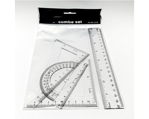 Набор линеек: 2 угольника. транспортиp и линейка 20см. REF:180436 (24/576)